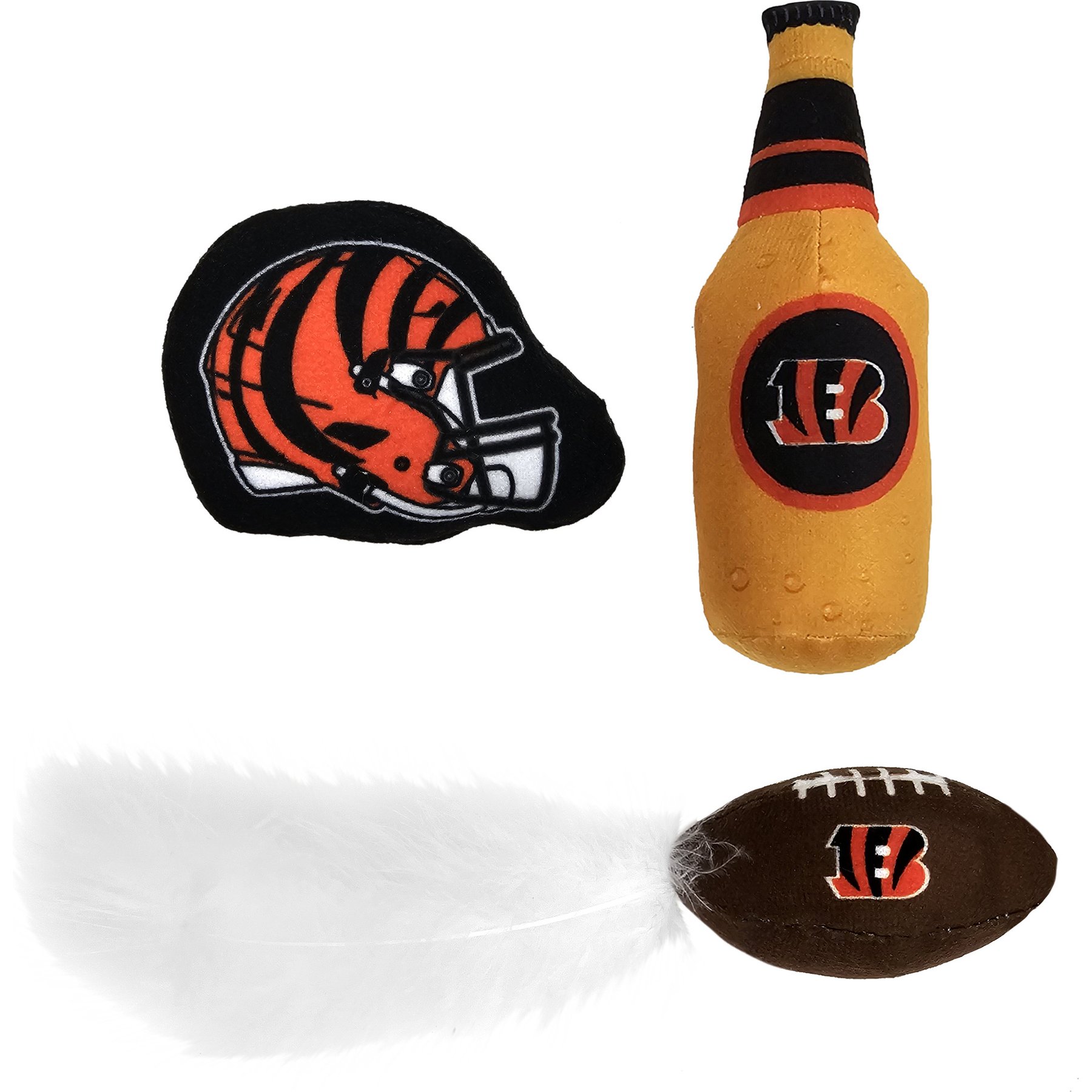 Pets First Cincinnati Bengals Plush Cat Toys with Catnip, 3 count