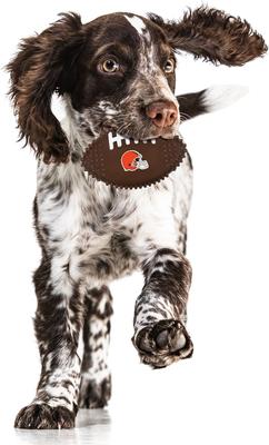 Show full view: Pets First Cleveland Browns Hard Nylon Football Dog Chew Toy, Brown slide 3 of 5