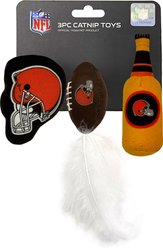 Pets First Cleveland Browns Plush Cat Toys with Catnip, 3 count