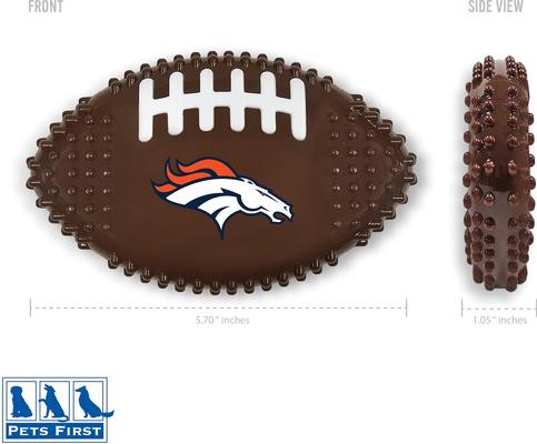 Show full view: Pets First Denver Broncos Hard Nylon Football Dog Chew Toy, Brown slide 2 of 5