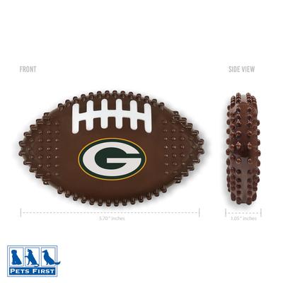 Show full view: Pets First Green Bay Packers Hard Nylon Football Dog Chew Toy, Brown slide 2 of 6