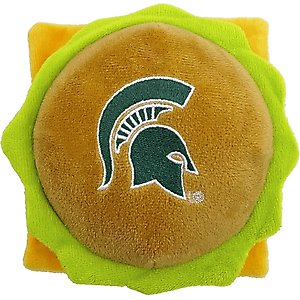 Pets First Hamburger Squeaky Dog Chew Toy, Michigan State