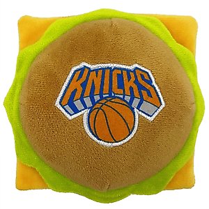 Pets First Hamburger Squeaky Dog Chew Toy, New York Knicks
