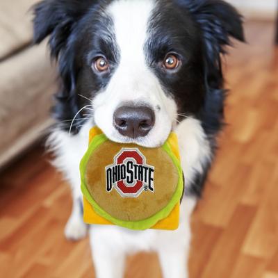 Show full view: Pets First Hamburger Squeaky Dog Chew Toy, Ohio State slide 3 of 6