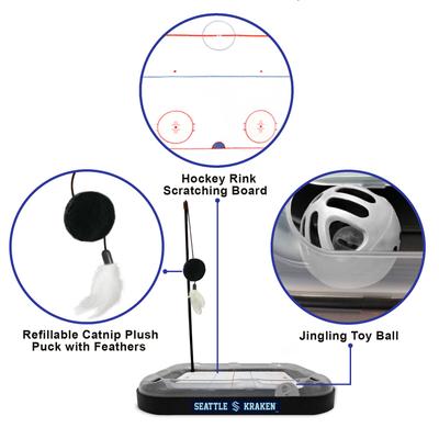 Show full view: Pets First Hockey Cat Scratcher Toy with Catnip, Seattle Kraken slide 2 of 6