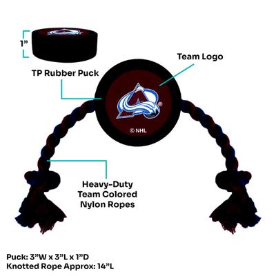 Show full view: Pets First Hockey Puck Tough Squeaky Dog Chew Toy, Colorado Avalanche slide 4 of 6