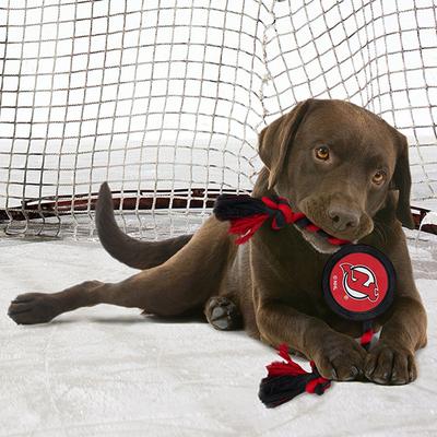 Show full view: Pets First Hockey Puck Tough Squeaky Dog Chew Toy, New Jersey Devils slide 3 of 7