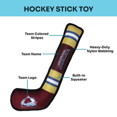 Show full view: Pets First Hockey Stick Tough Squeaky Dog Chew Toy, Colorado Avalanche slide 4 of 6