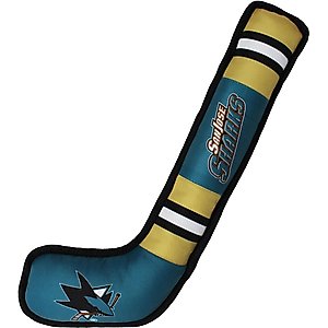 Pets First Hockey Stick Tough Squeaky Dog Chew Toy, San Jose Sharks