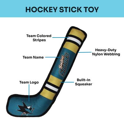 Show full view: Pets First Hockey Stick Tough Squeaky Dog Chew Toy, San Jose Sharks slide 4 of 6