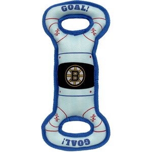 Pets First Hockey Tug Tough Squeaky Dog Chew Toy, Boston Bruins