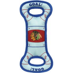 Pets First Hockey Tug Tough Squeaky Dog Chew Toy, Chicago Blackhawks