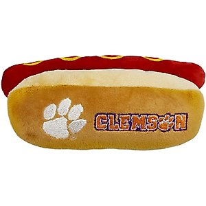 Pets First Hot Dog Squeaky Dog Chew Toy, Clemson