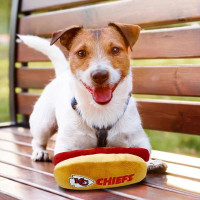 Show full view: Pets First Hot Dog Squeaky Dog Chew Toy, Kansas City Chiefs slide 6 of 7
