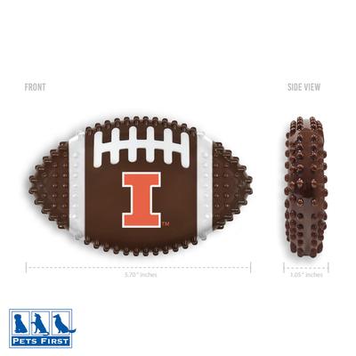 Show full view: Pets First Illinois Hard Nylon Football Dog Chew Toy, Brown slide 2 of 5