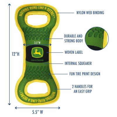 Show full view: Pets First John Deere Nylon Tug Tough Squeaky Dog Chew Toy slide 5 of 5