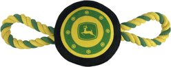 Pets First John Deere Plush Tire Tough Squeaky Dog Chew Toy with Rope