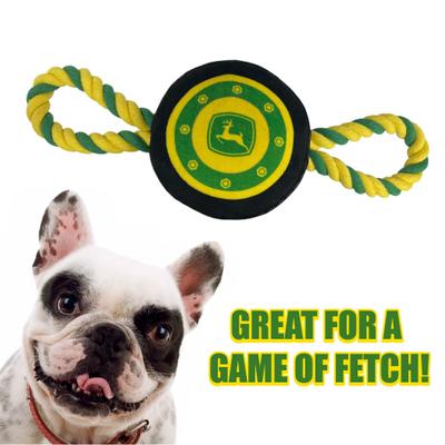 Show full view: Pets First John Deere Plush Tire Tough Squeaky Dog Chew Toy with Rope slide 5 of 6