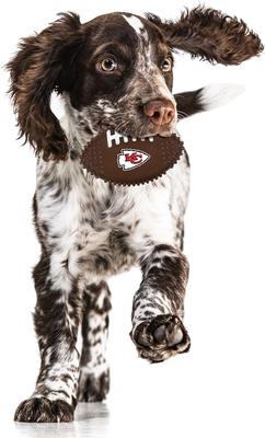 Show full view: Pets First Kansas City Chiefs Hard Nylon Football Dog Chew Toy, Brown slide 3 of 5