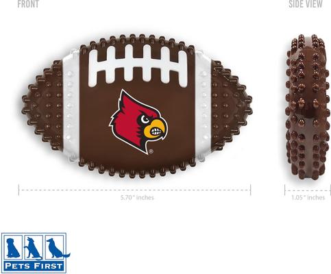 Show full view: Pets First Louisville Hard Nylon Football Dog Chew Toy, Brown slide 2 of 5