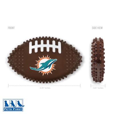 Show full view: Pets First Miami Dolphins Hard Nylon Football Dog Chew Toy, Brown slide 2 of 5