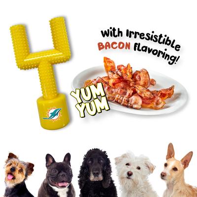 Show full view: Pets First Miami Dolphins Hard Nylon Goal Post Dog Chew Toy, Yellow slide 6 of 6