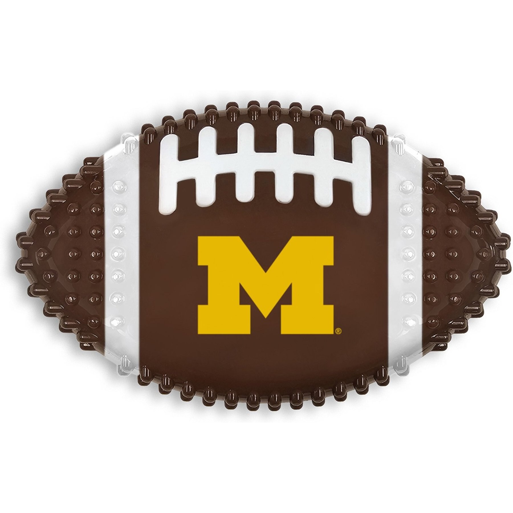 Pets First Michigan Hard Nylon Football Dog Chew Toy, Brown