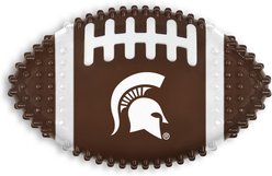 Pets First Michigan State Hard Nylon Football Dog Chew Toy, Brown