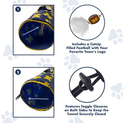 Show full view: Pets First Michigan Wolverines Cat Tunnel Toy with Catnip slide 6 of 9