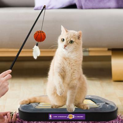 Show full view: Pets First NBA Basketball Court Cat Scratcher Toy with Catnip, La Lakers slide 2 of 5