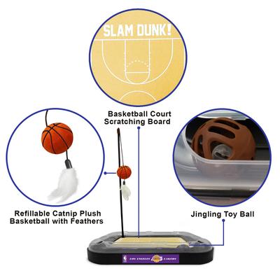 Show full view: Pets First NBA Basketball Court Cat Scratcher Toy with Catnip, La Lakers slide 3 of 5