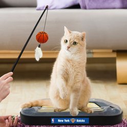 Pets First NBA Basketball Court Cat Scratcher Toy with Catnip, New York Knicks slide 2 of 4