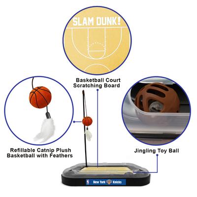 Show full view: Pets First NBA Basketball Court Cat Scratcher Toy with Catnip, New York Knicks slide 3 of 5