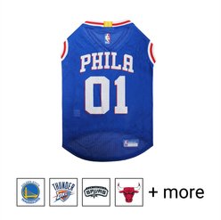 Pets First NBA Dog & Cat Mesh Jersey, Philadelphia 76ers, Large