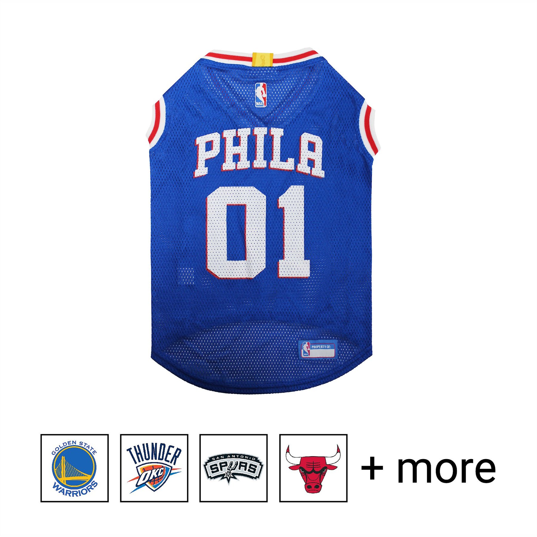 Pets First NBA Dog & Cat Mesh Jersey, Philadelphia 76ers, X-Large