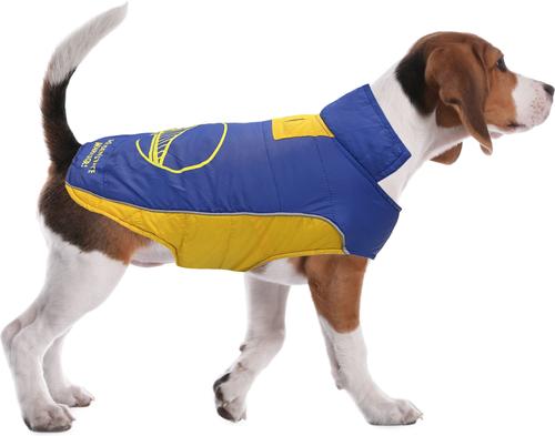 Show full view: Pets First NBA Golden State Warriors Dog & Cat Puffer Vest, Medium slide 6 of 6
