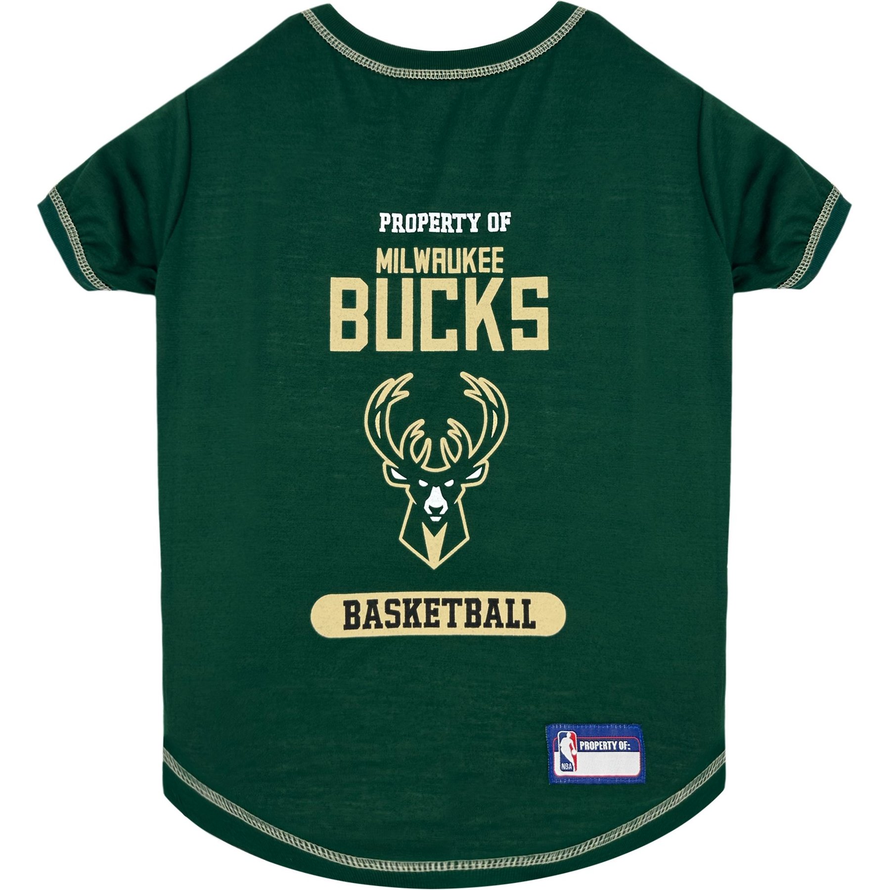 Pets First NBA Milwaukee Bucks Dog & Cat Tee Shirt, X-Small
