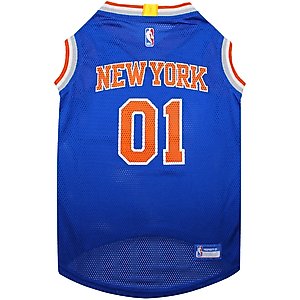 Pets First NBA New York Knicks Basketball Dog & Cat Mesh Jersey, Medium