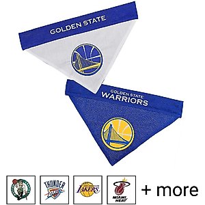 Pets First NBA Reversible Dog & Cat Bandana, Golden State Warriors, Small/Medium