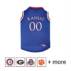 Pets First NCAA Basketball Dog & Cat Mesh Jersey, Kansas Jayhawks, Small