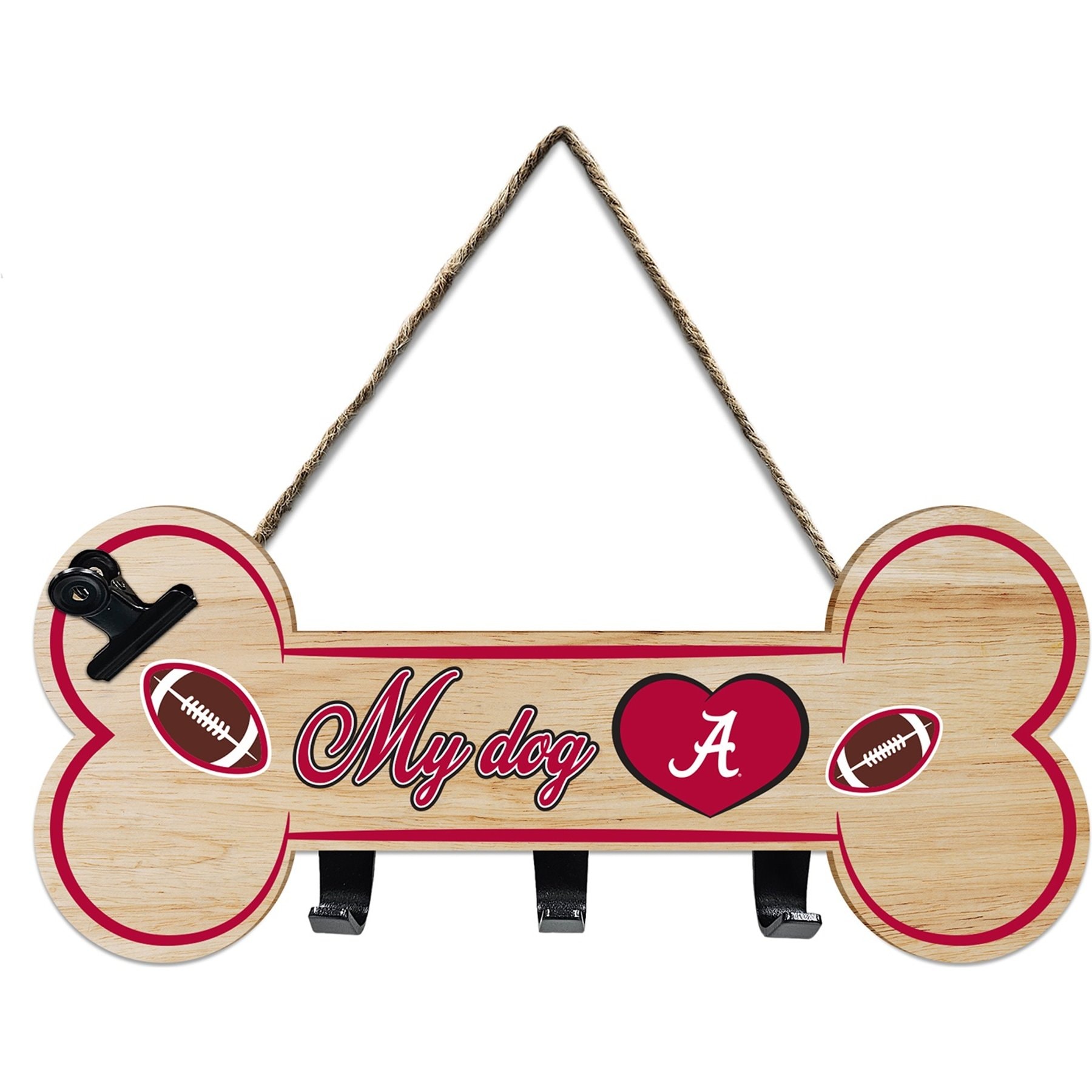 Pets First NCAA Bone Shape Sign with Hooks, Alabama Crimson Tide