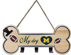 Pets First NCAA Bone Shape Sign with Hooks, Michigan Wolverines