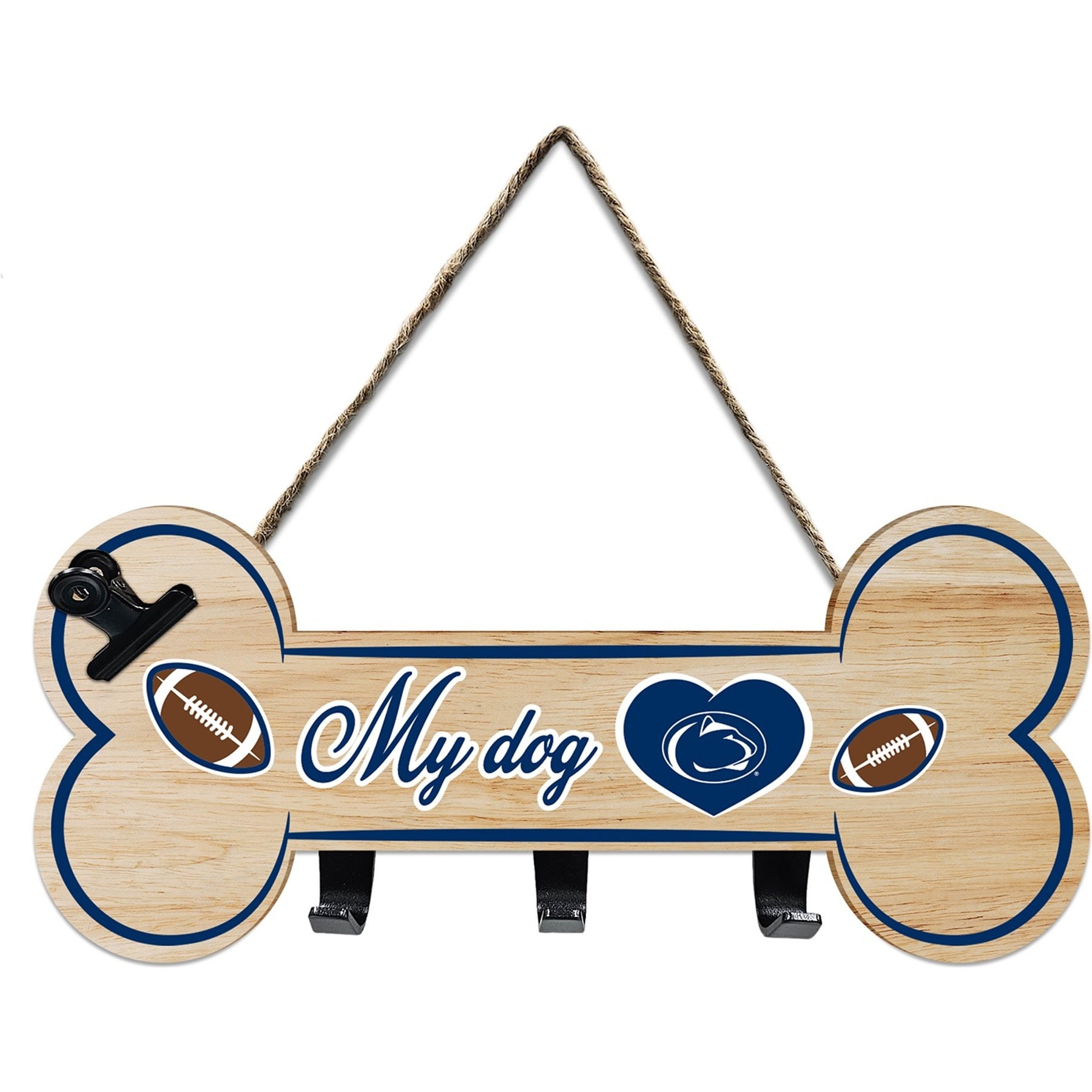 Pets First NCAA Bone Shape Sign with Hooks, Penn State