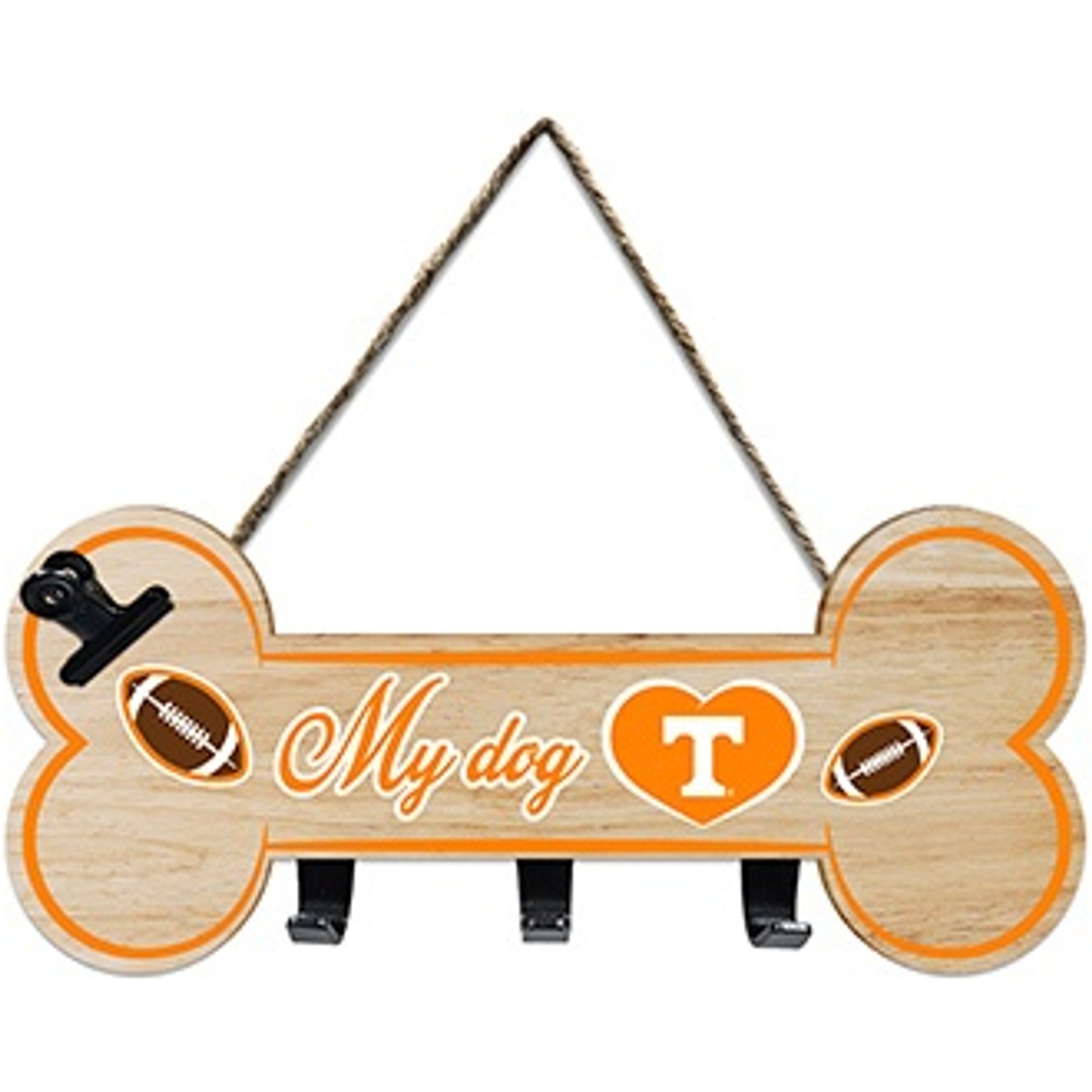 Pets First NCAA Bone Shape Sign with Hooks, Tennessee Volunteers