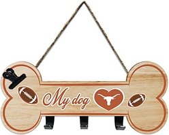 Pets First NCAA Bone Shape Sign with Hooks, Texas Longhorns