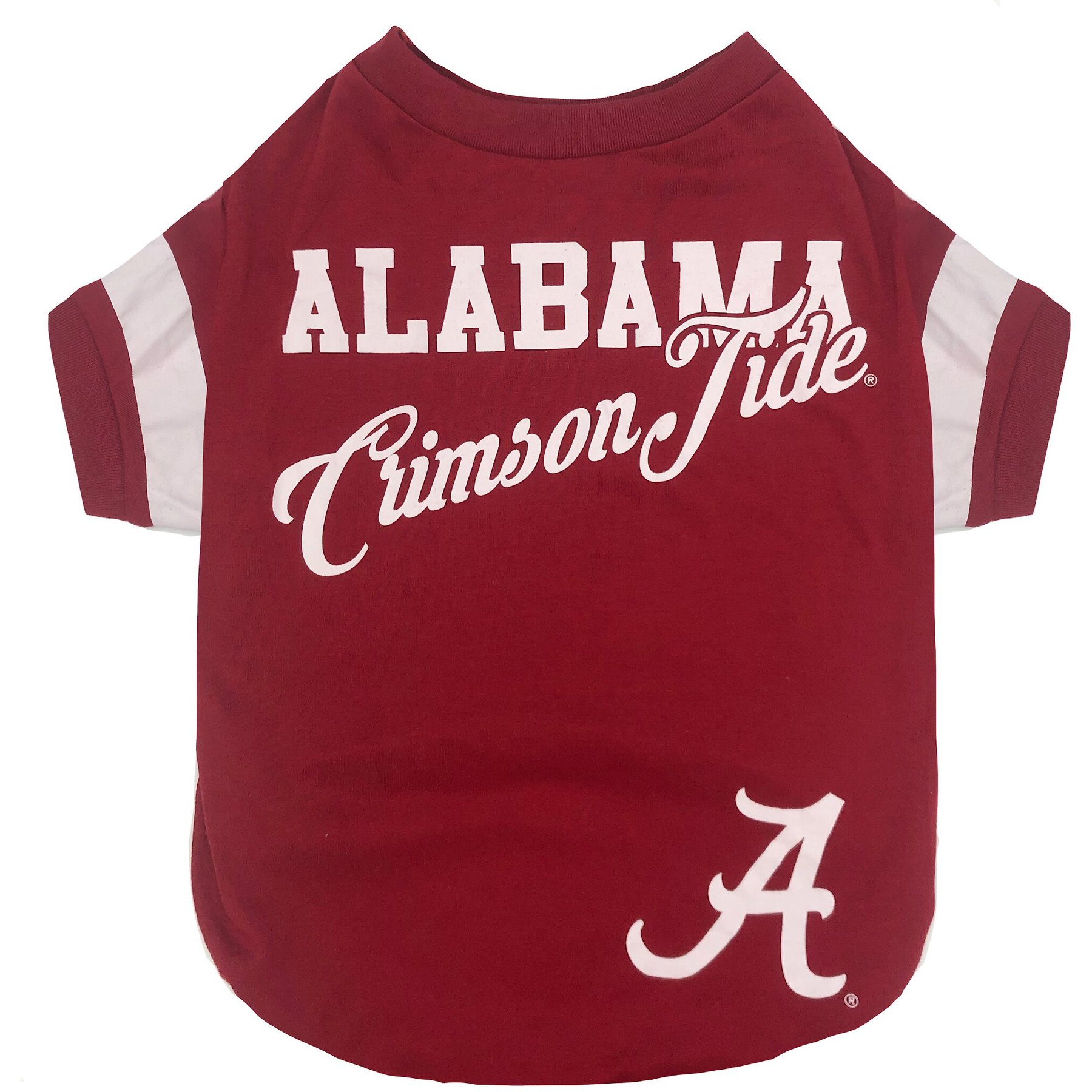 Pets First NCAA Dog & Cat Stripe T-Shirt, Alabama, Medium