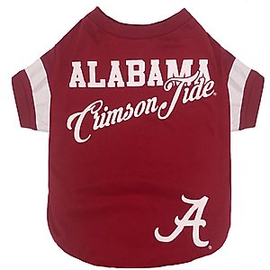 Pets First NCAA Dog & Cat Stripe T-Shirt, Alabama, Small