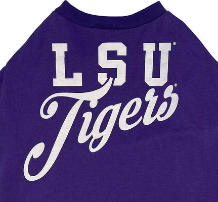 Show full view: Pets First NCAA Dog & Cat Stripe T-Shirt, Louisiana State Tigers, Large slide 4 of 6
