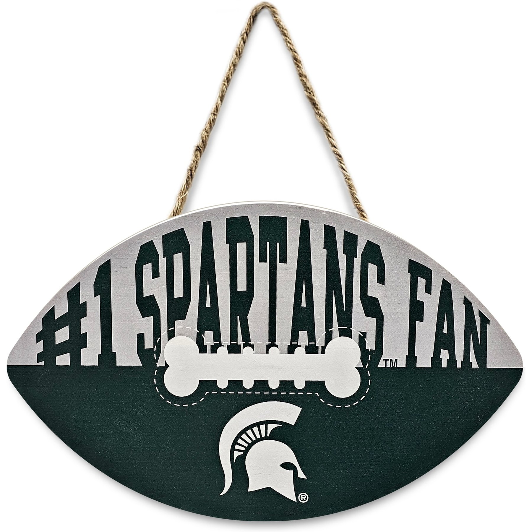 Pets First NCAA Football Shape Sign, Michigan State Spartans