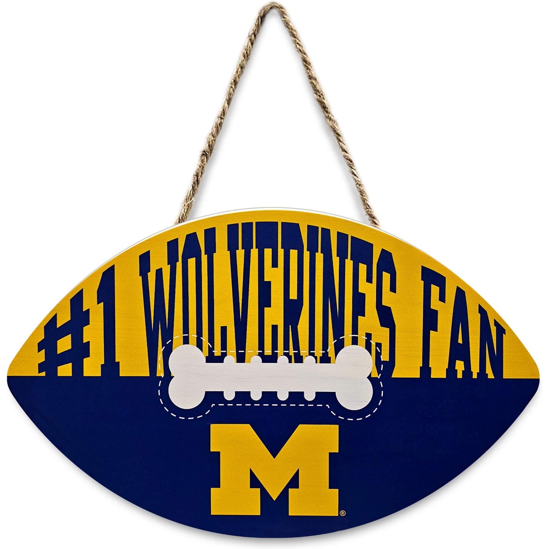 Pets First NCAA Football Shape Sign, Michigan Wolverines